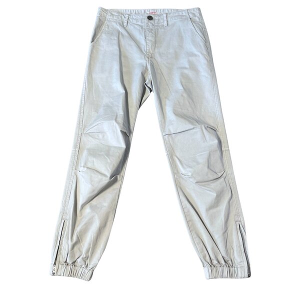 Johnny Was Mila Pants 4 Gray Zip Joggers Cotton Ruched Knee R65321 Pockets - Picture 1 of 11